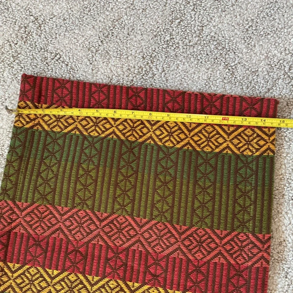 Tag Woven Cotton Table Runner 72x13 Southwest Geometric Green Red Yellow‎ India